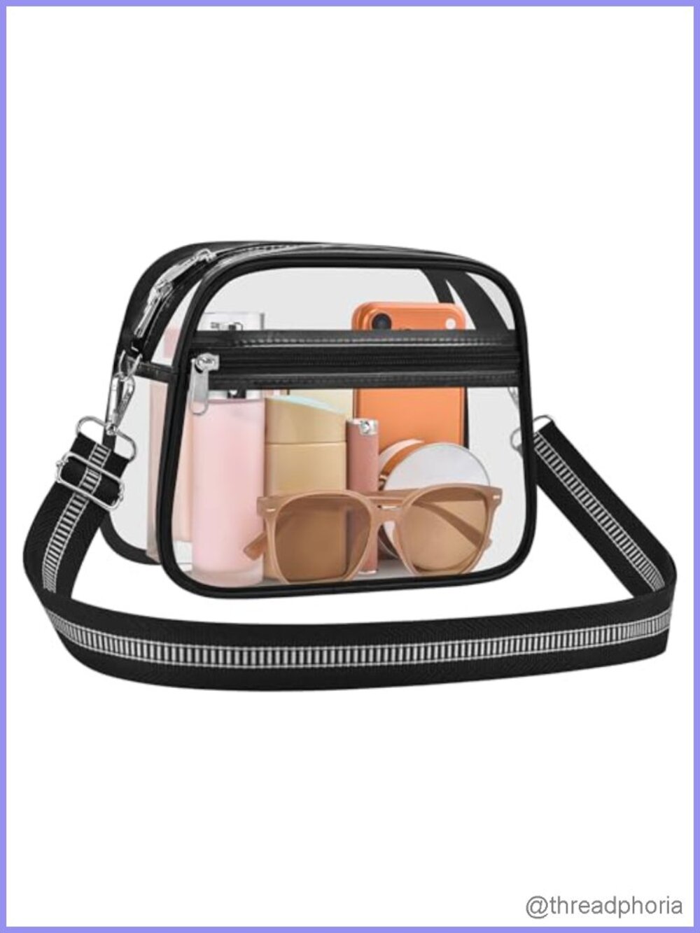 Clear Stadium Approved Crossbody Bag for Concerts, Adjustable Strap